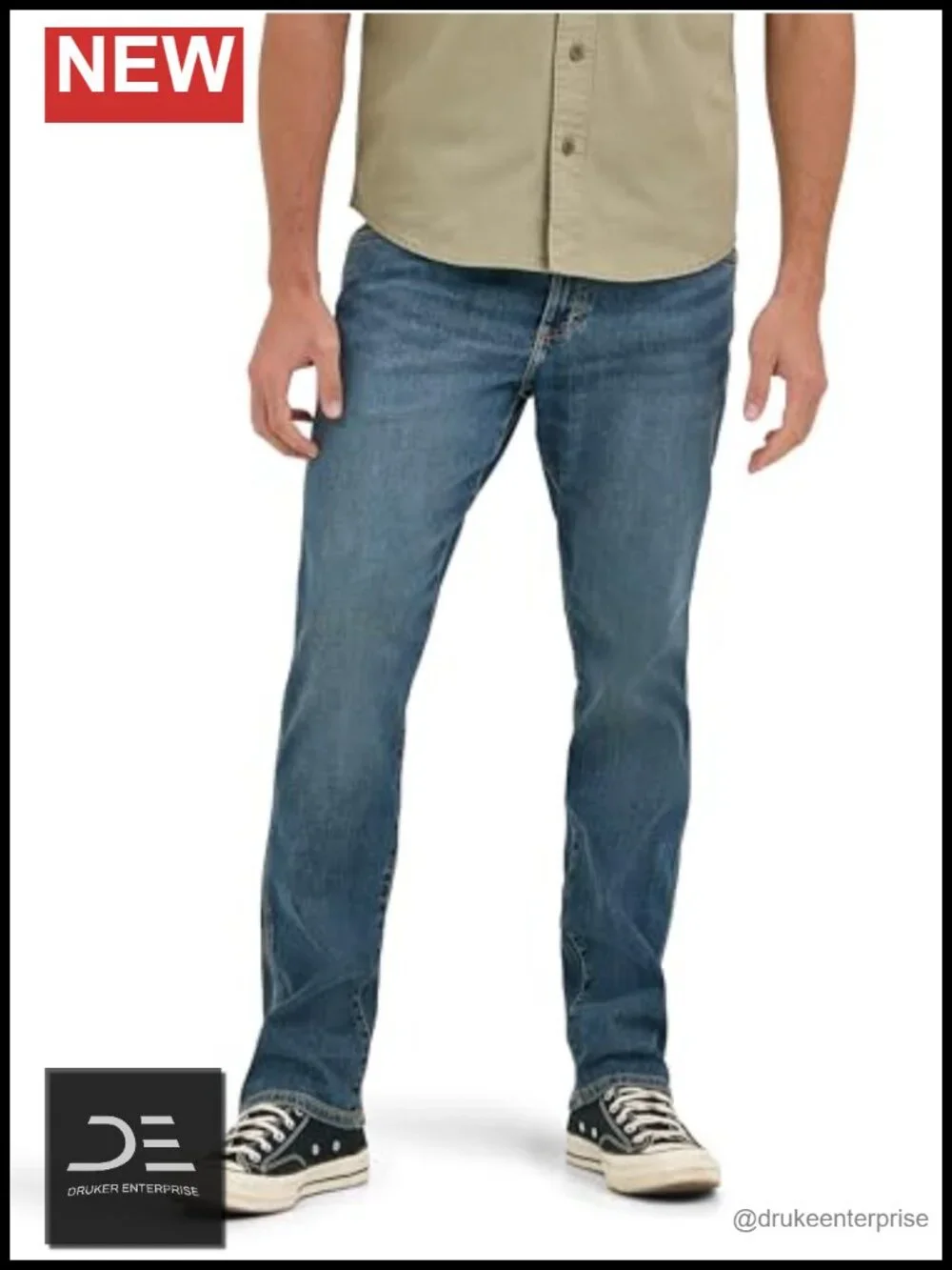 Slim Straight Stretch Denim Jeans with Classic Five-Pocket Styling